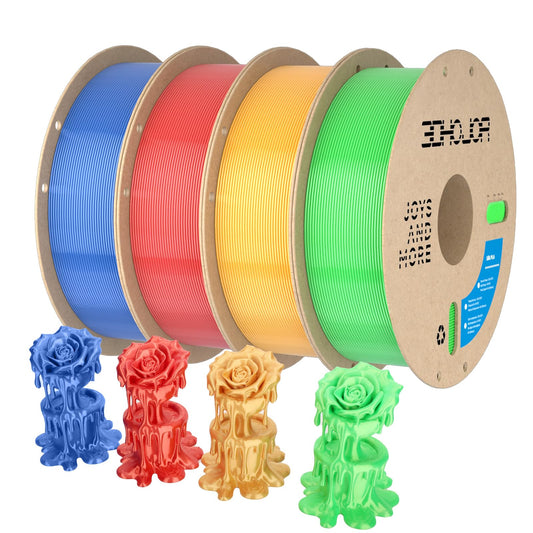 3DHoJor Silk PLA Filament 1.75mm, PLA Filament 1.75mm Silk Shiny 3D Printer Filament, 1kg*4 Cardboard Spool, Dimensional Accurac