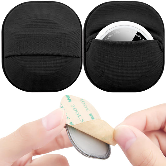 2 Pack for Airtag & Moto Tag Sticker Adhesive Mount, Case for Apple AirTags 1st & 2nd Generation Fabric Holder with 3M Adhesive