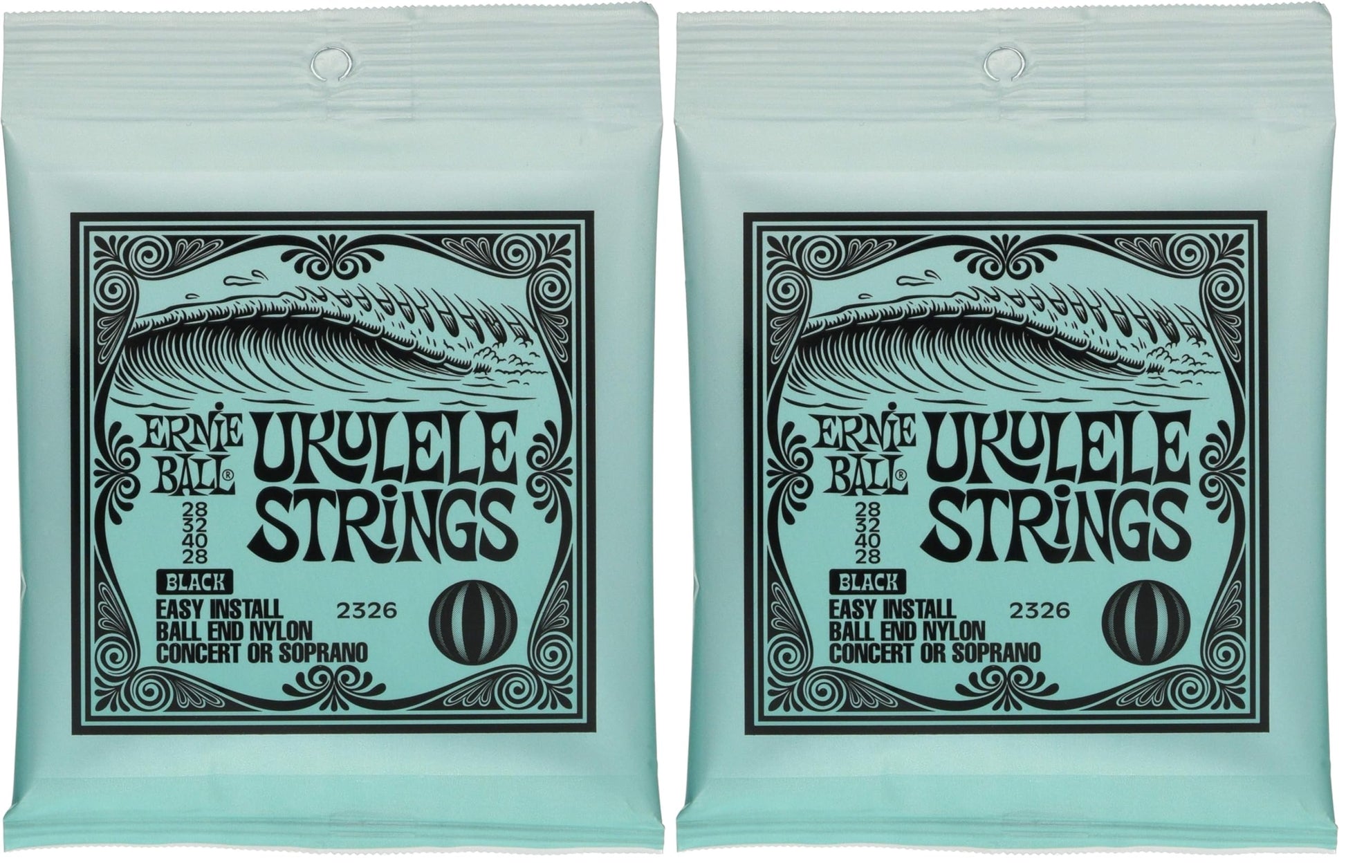 Ernie Ball Ukulele Ball End Nylon Strings, Black (P02326) (Pack of 2)