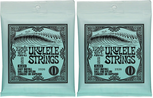 Ernie Ball Ukulele Ball End Nylon Strings, Black (P02326) (Pack of 2)