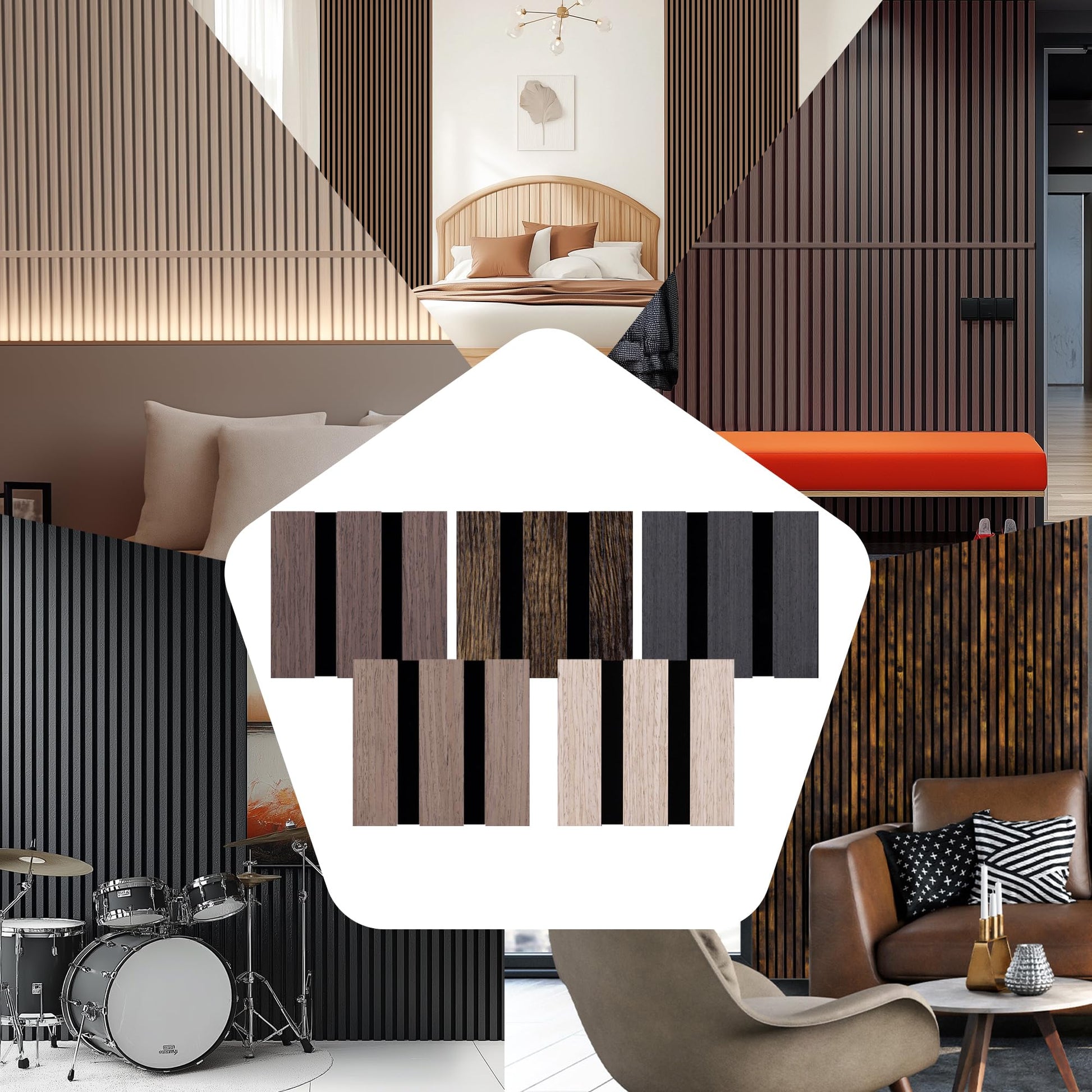 Mollywell Wood Panels for Wall, Time-Saving Installation, Versatile Wood Slat Wall Decor, Enhanced Acoustic & Sound Proof Fluted
