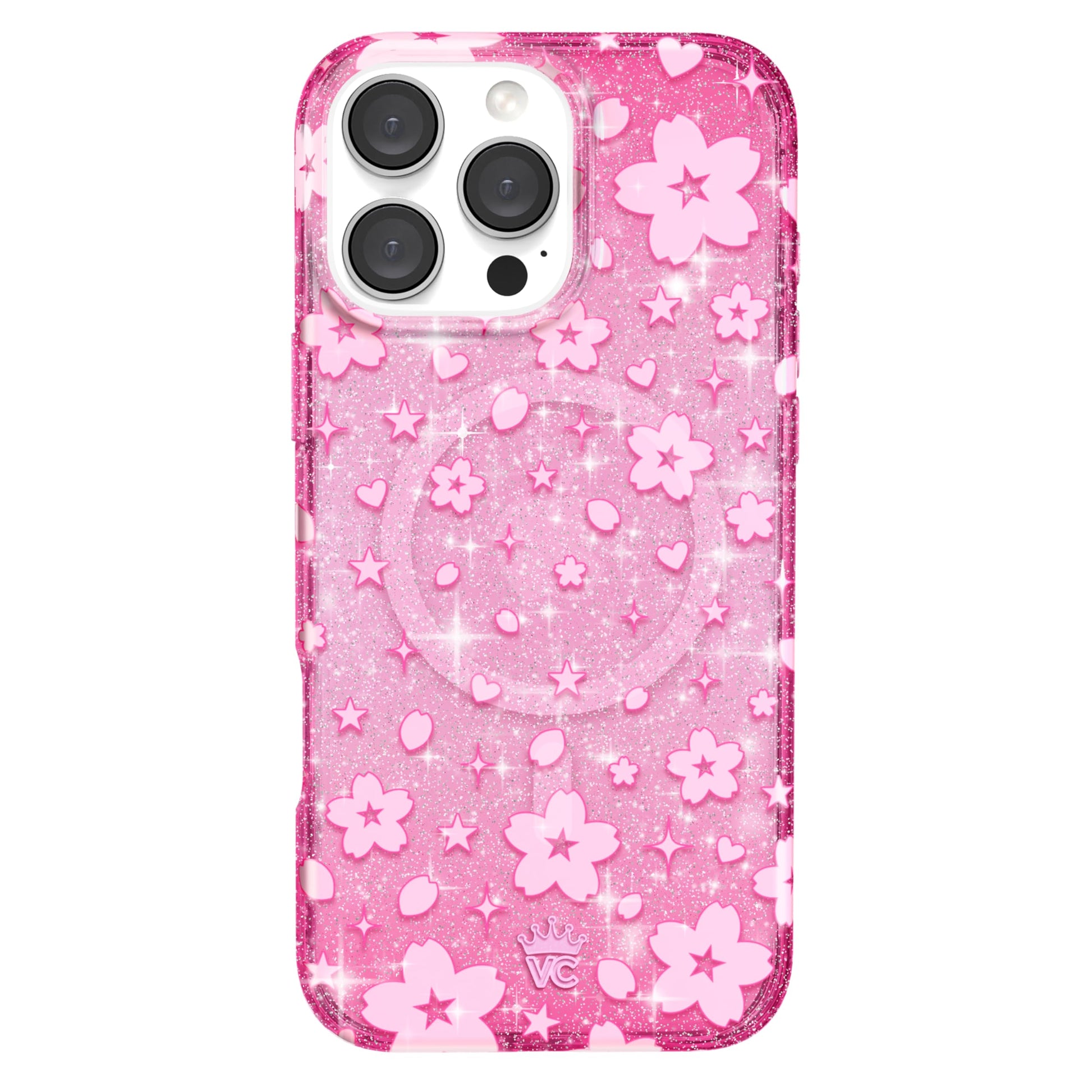 VELVET CAVIAR for iPhone 16 Pro Max Case Pink Glitter - Compatible with MagSafe [10ft Drop Tested] - Cherry Blossom Floral Summe