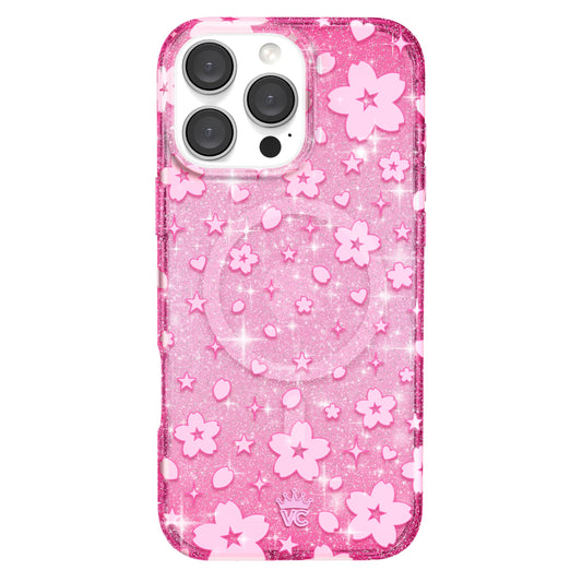 VELVET CAVIAR for iPhone 16 Pro Max Case Pink Glitter - Compatible with MagSafe [10ft Drop Tested] - Cherry Blossom Floral Summe