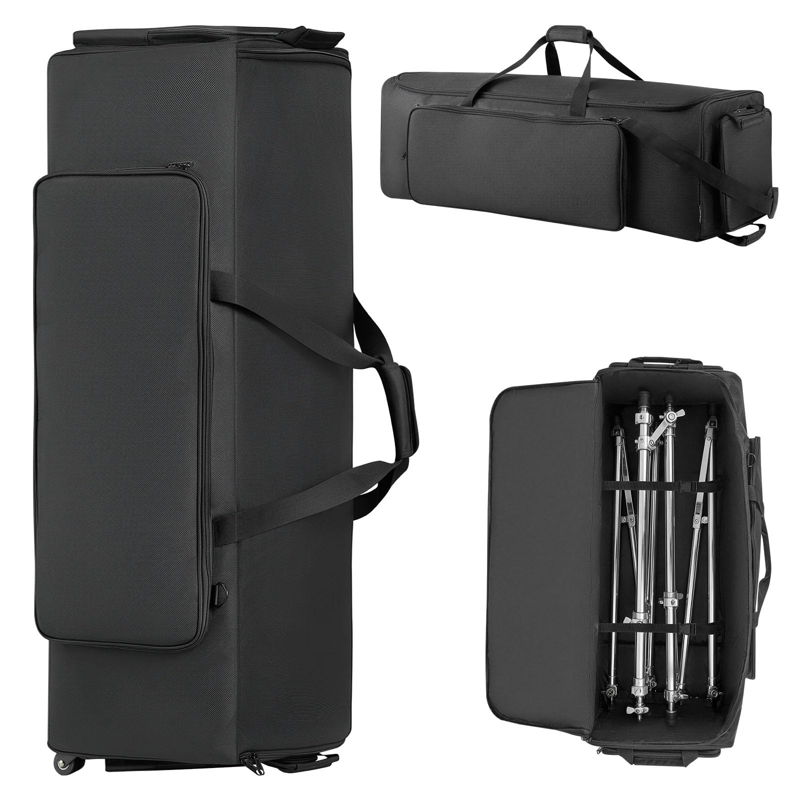 VEVOR Drum Hardware Bag with Wheels, 1680D, Drum Set Equipment Carry Bag, Carrying Case with Sturdy Handle, Durable Zipper, Smoo
