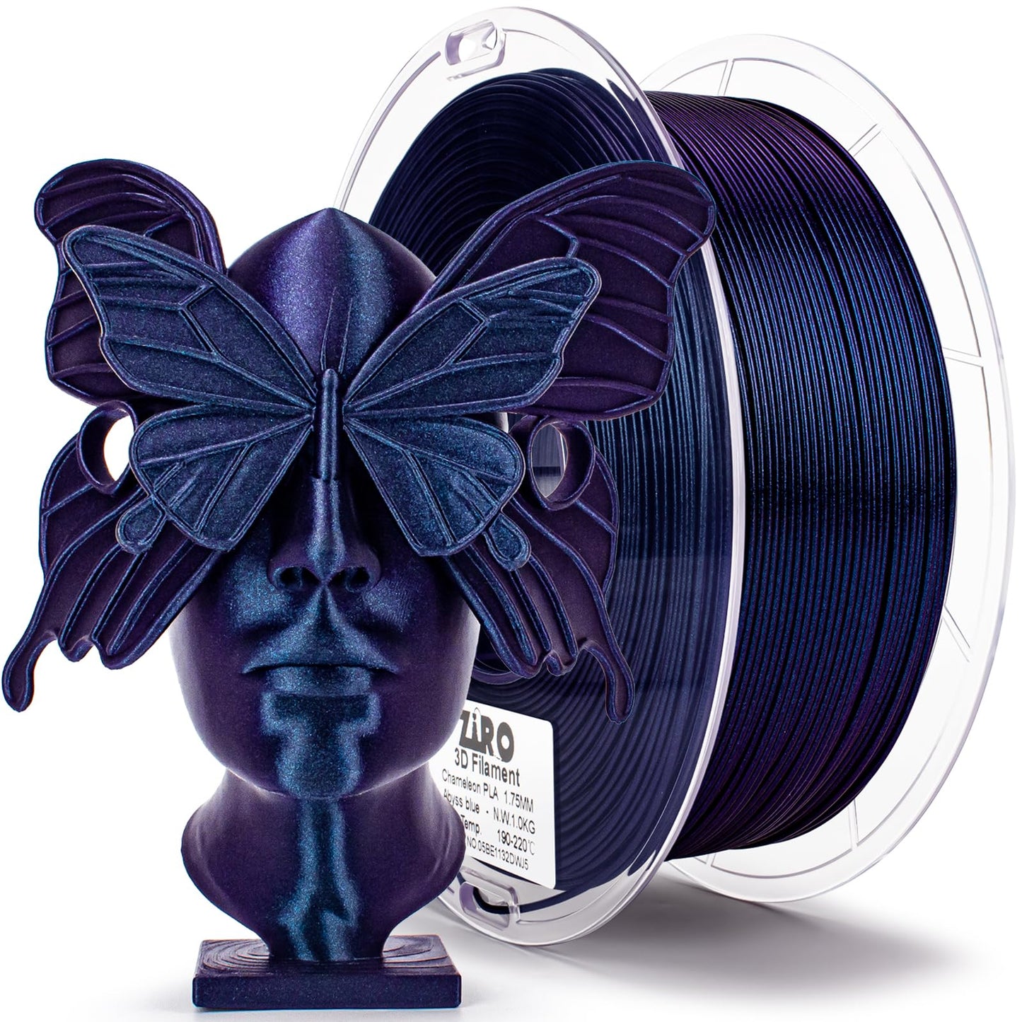 ZIRO 3D Printer Filament, 1.75mm Shiny Super Sparkle PLA with Glitter, Chameleon Series Filament, Twinkling Effect PLA 1kg Spool