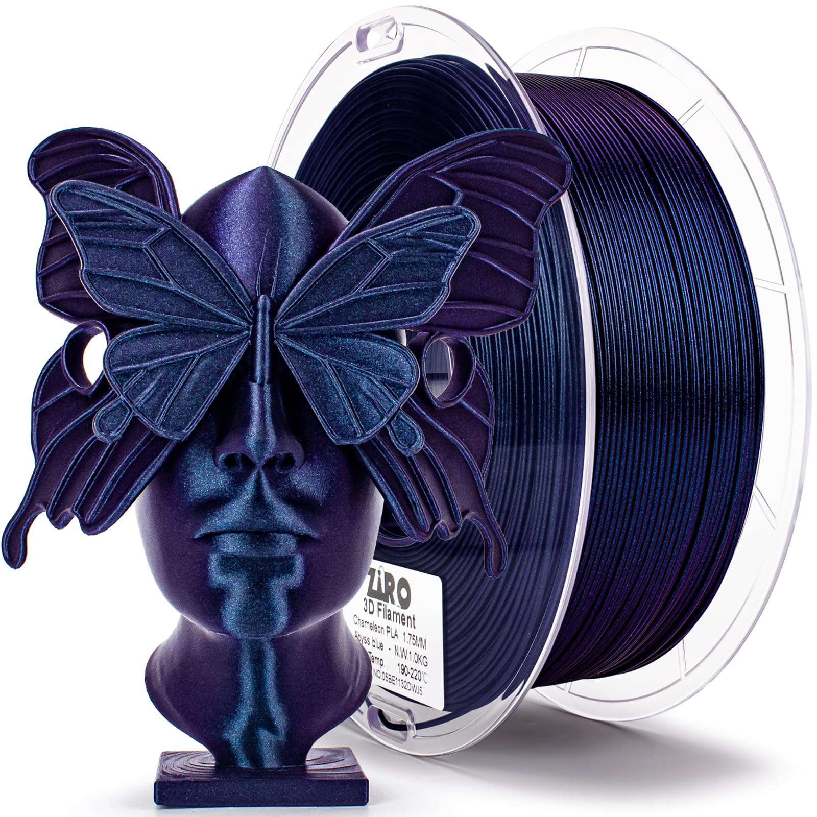 ZIRO 3D Printer Filament, 1.75mm Shiny Super Sparkle PLA with Glitter, Chameleon Series Filament, Twinkling Effect PLA 1kg Spool