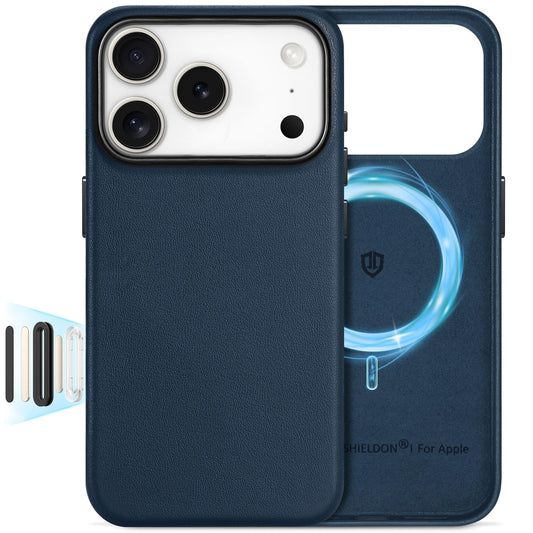 SHIELDON Genuine Leather Case for iPhone 17 Pro 6.3  2025, [Camera Button Updated], Compatible with Magsafe, Magnetic Wireless C