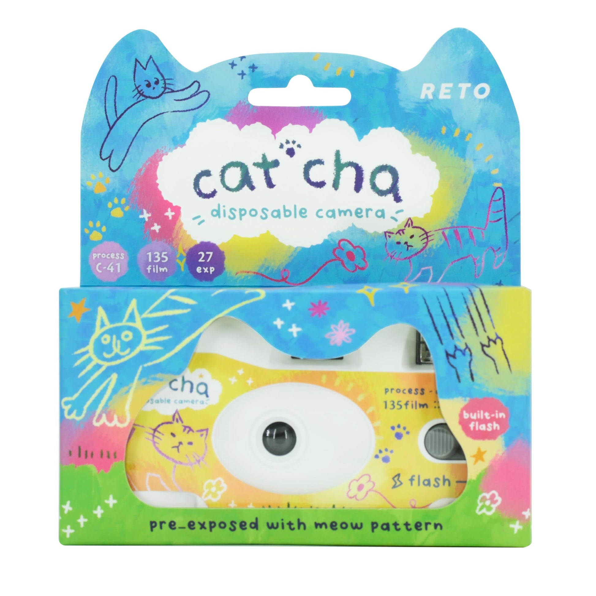 Retocolor Catcha 35mm Disposable Film Camera 27EXP, ISO400, Color Negative Film, Focus Free, Easy to Use, Built in Flash, Singl