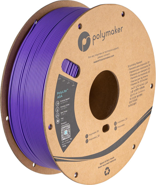Polymaker ASA Filament 1.75mm Purple, 1kg ASA 3D Printing Filament, Heat & Weather Resistant - ASA 3D Printer Filament Perfect f