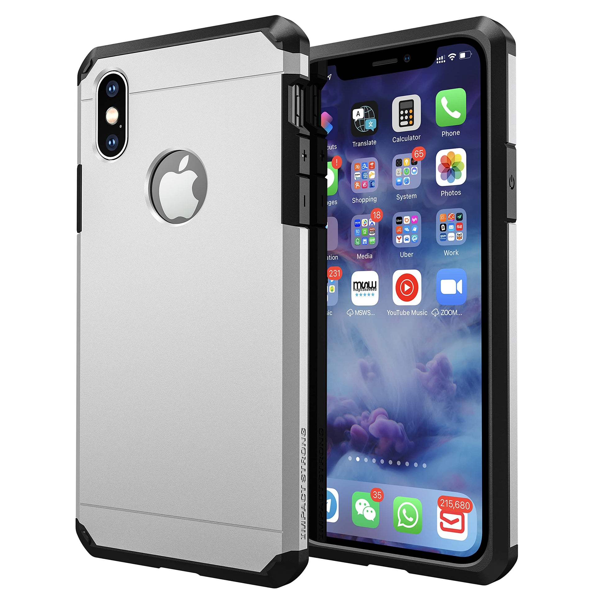 ImpactStrong Compatible iPhone X/Xs Case, Heavy Duty Dual Layer Protection, Silver