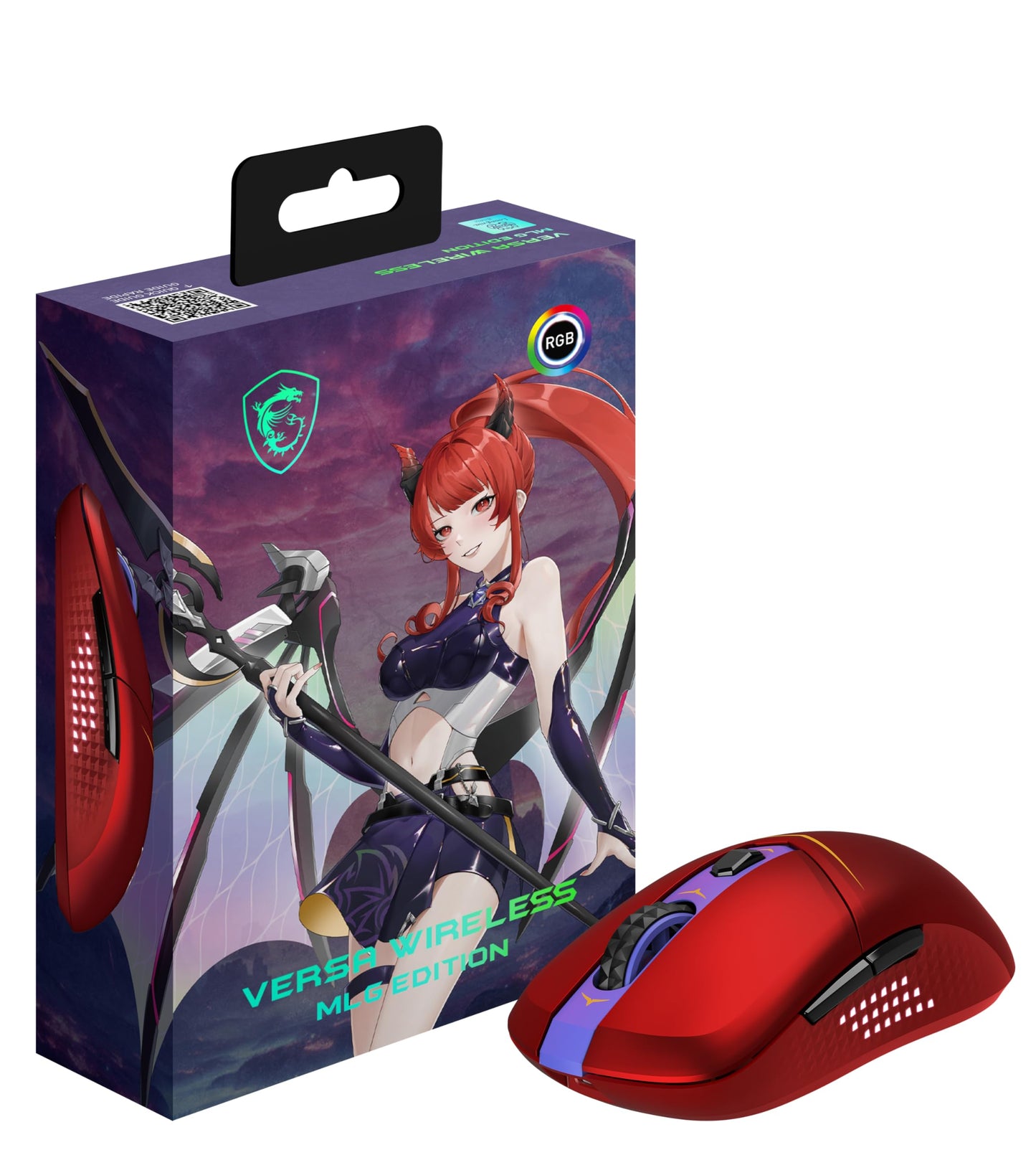 msi Versa W MLG Edition RED Gaming Mouse, 26,000 DPI, 60M+ Clicks Kailh Switchs, Optical Sensor, Ergonomic Ambitextrous Hand Des