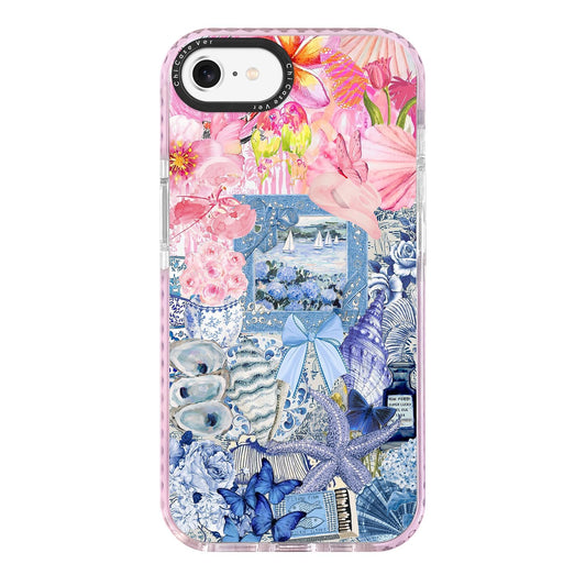 ChiCaseVer for iPhone 7/8/SE Case,Coastal Vintage Collage with Shells & Floral Aesthtic Design Pattern,Military-Grade Drop Prote