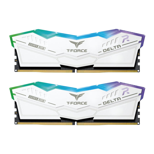 TEAMGROUP T-Force Delta RGB DDR5 Ram 64GB (2x32GB) 6000MHz CL38 Intel XMP 3.0 & AMD Expo Compatible Desktop Memory Module White