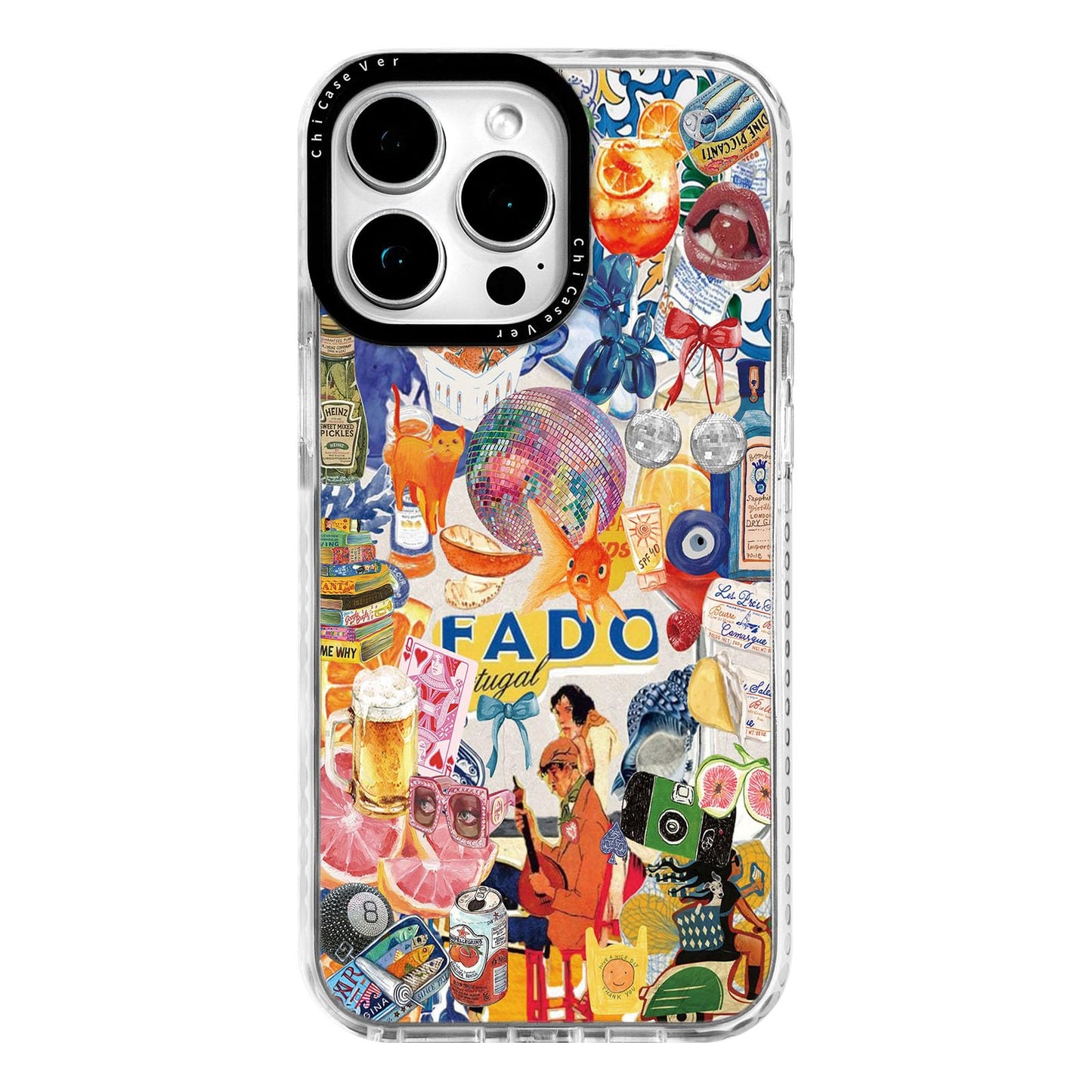 ChiCaseVer for iPhone 16 Pro Case, Fruity Summer Collage, Military-Grade Drop Protection, Designer Quirky Artistic Soft Slim TPU
