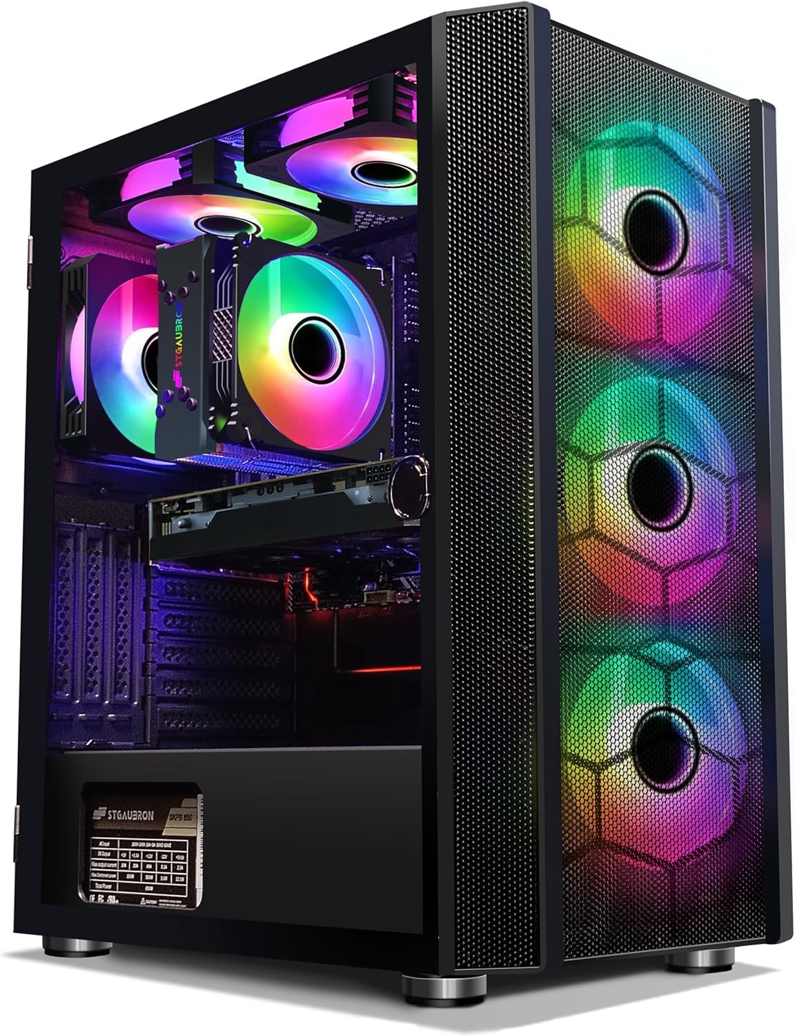 STGAubron Gaming PC Desktop Computer, Intel Core i3-10100F up to 4.3G, GeForce RTX 2060 6G, 16GB DDR4, 1TB SSD, WiFi, BT 5.0, RG