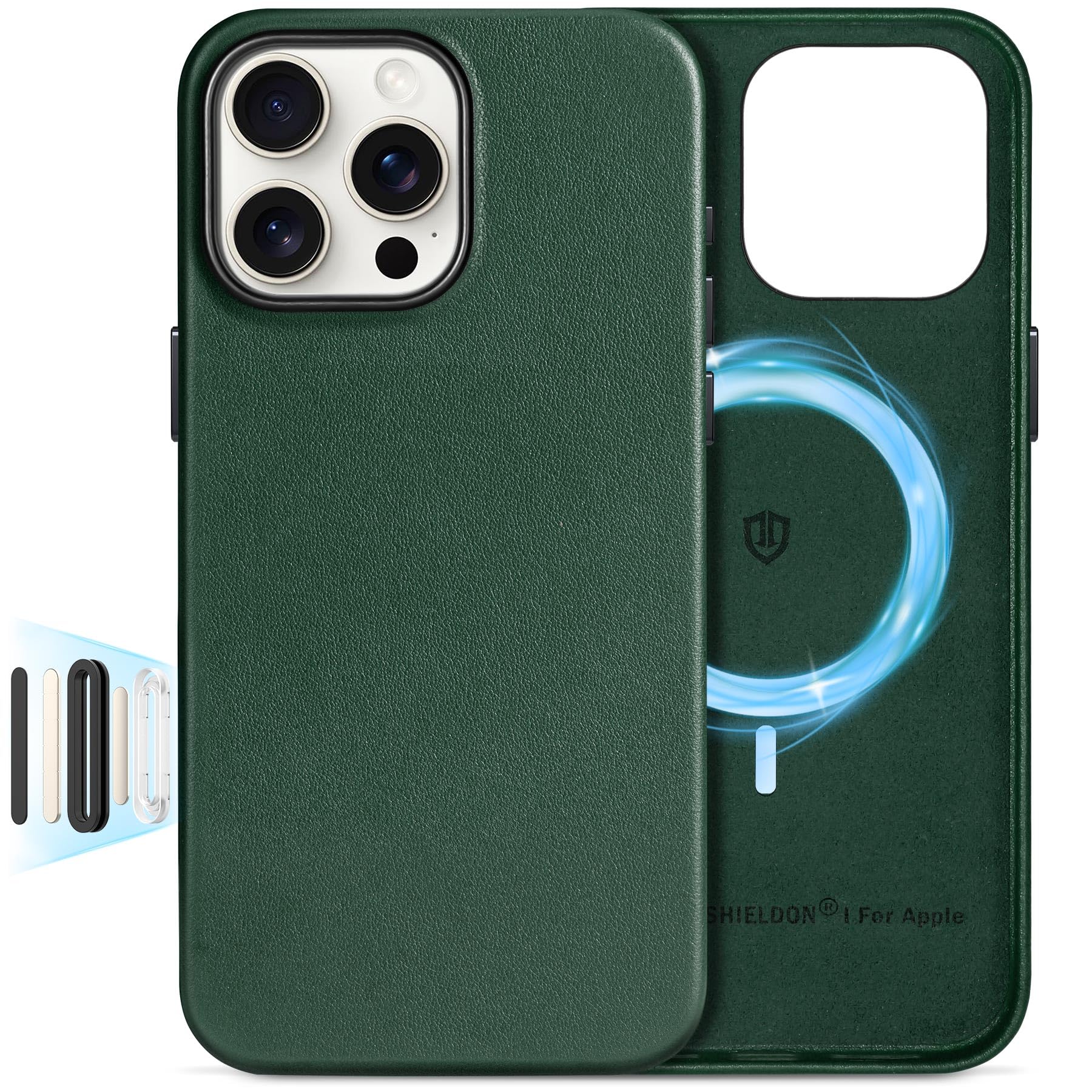 SHIELDON Genuine Leather Case for iPhone 16 Pro Max 6.9 Compatible with MagSafe, [Camera Button Updated], Magnetic Wireless Char