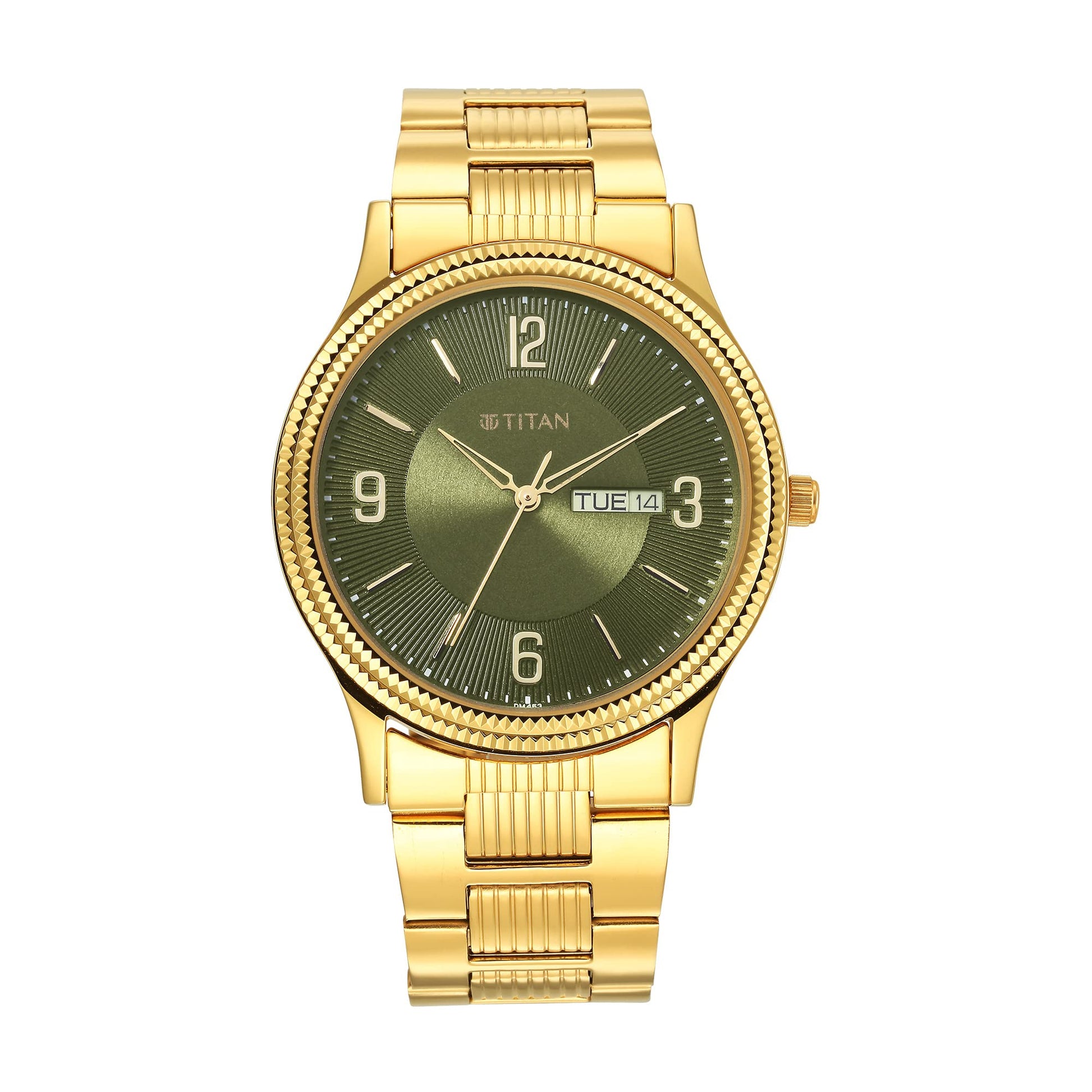 Titan Men Stainless Steel Gents Karishma Analog Green Dial Watch-1650Ym08/Nr1650Ym08, Band Color-Gold, Green, Classic