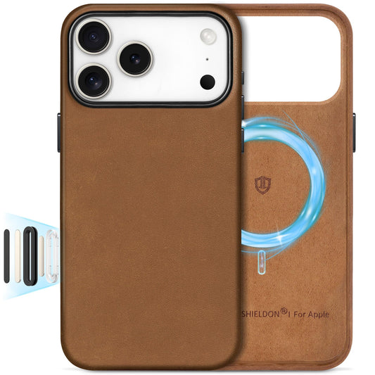 SHIELDON Case for iPhone 17 Pro Max 6.9  2025 | Top Grain Crazy Horse Leather, Compatible with Magsafe, [Camera Button Updated],