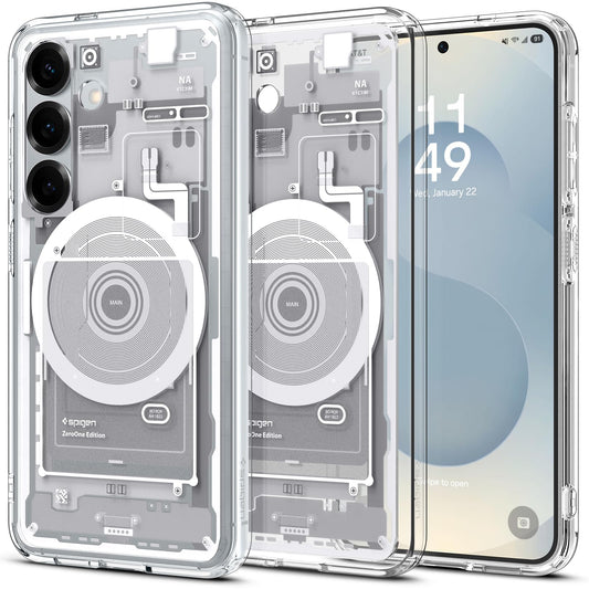 Spigen Ultra Hybrid MagFit Designed for Galaxy S25 Plus Case [Qi2 Certified/Magnet for Galaxy] (2025) - Zero One White