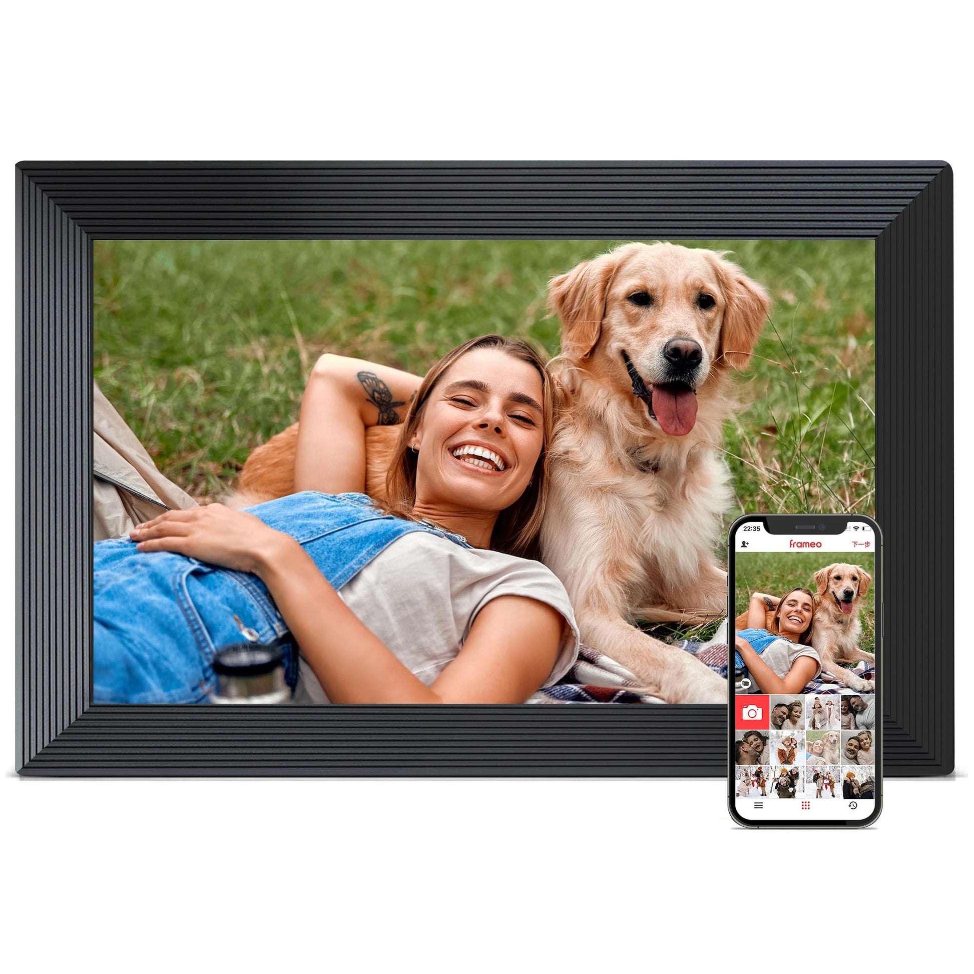 Digital Picture Frame, 10.1 inch Frameo Digital Frame WiFi, 1280*800 IPS HD Touchscreen, 32GB Storage, Instant Share Pictures Vi