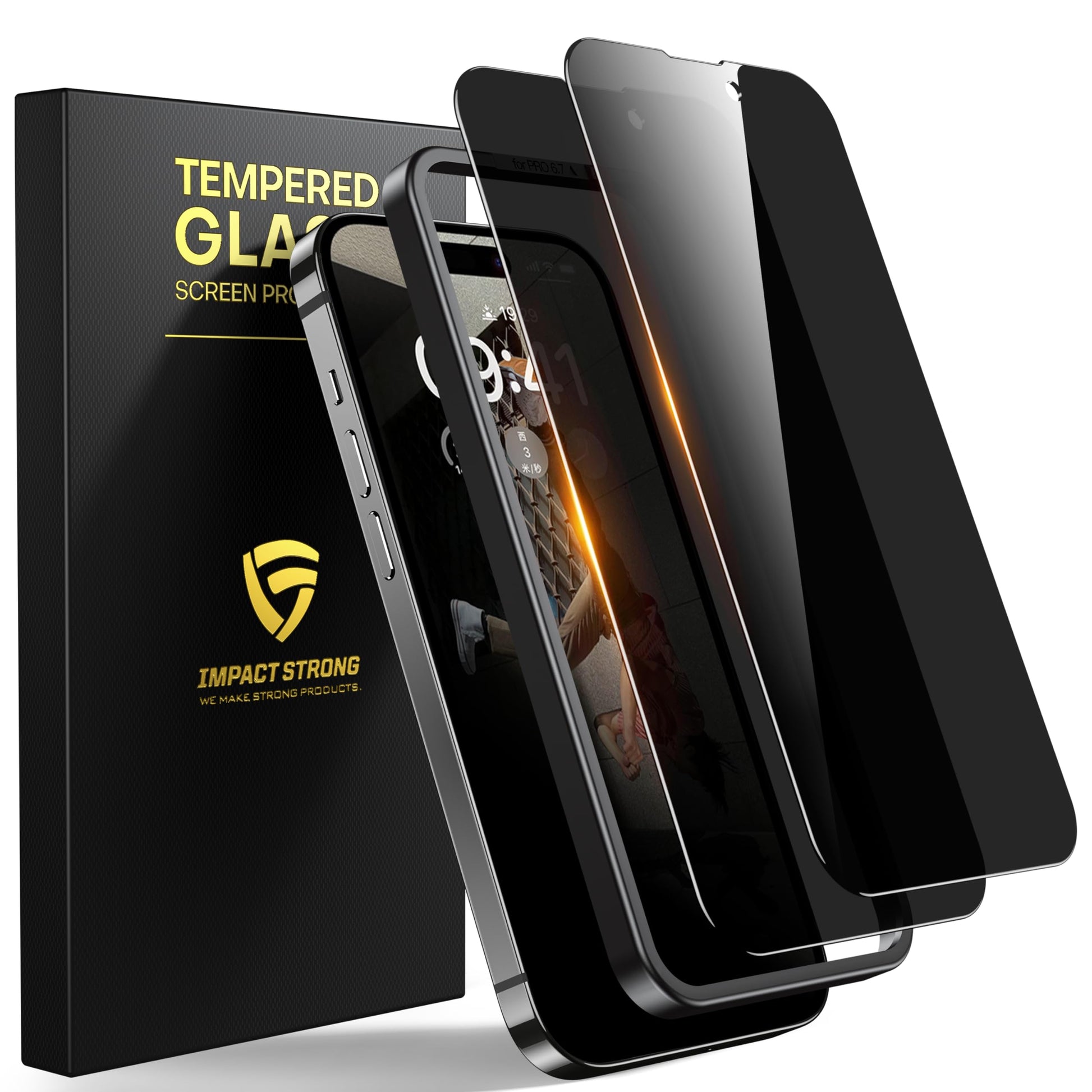 ImpactStrong Anti-Spy Privacy Screen Protector for iPhone 14 Pro Max (6.7-Inch), 9H Tempered Glass, Shatter-Resistant, Anti-Scra