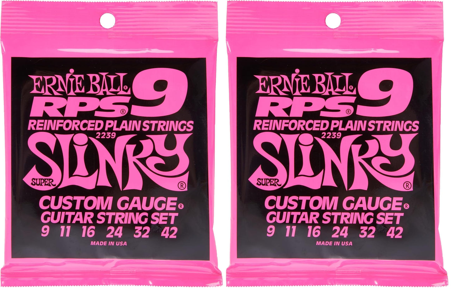 Ernie Ball Super Slinky RPS Electric Guitar Strings, 9-42 Gauge (P02239) (Pack of 2)