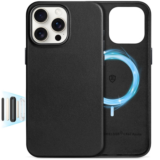 SHIELDON Genuine Leather Case for iPhone 16 Pro Max 6.9, [Camera Button Updated], Compatible with MagSafe, Magnetic Wireless Cha