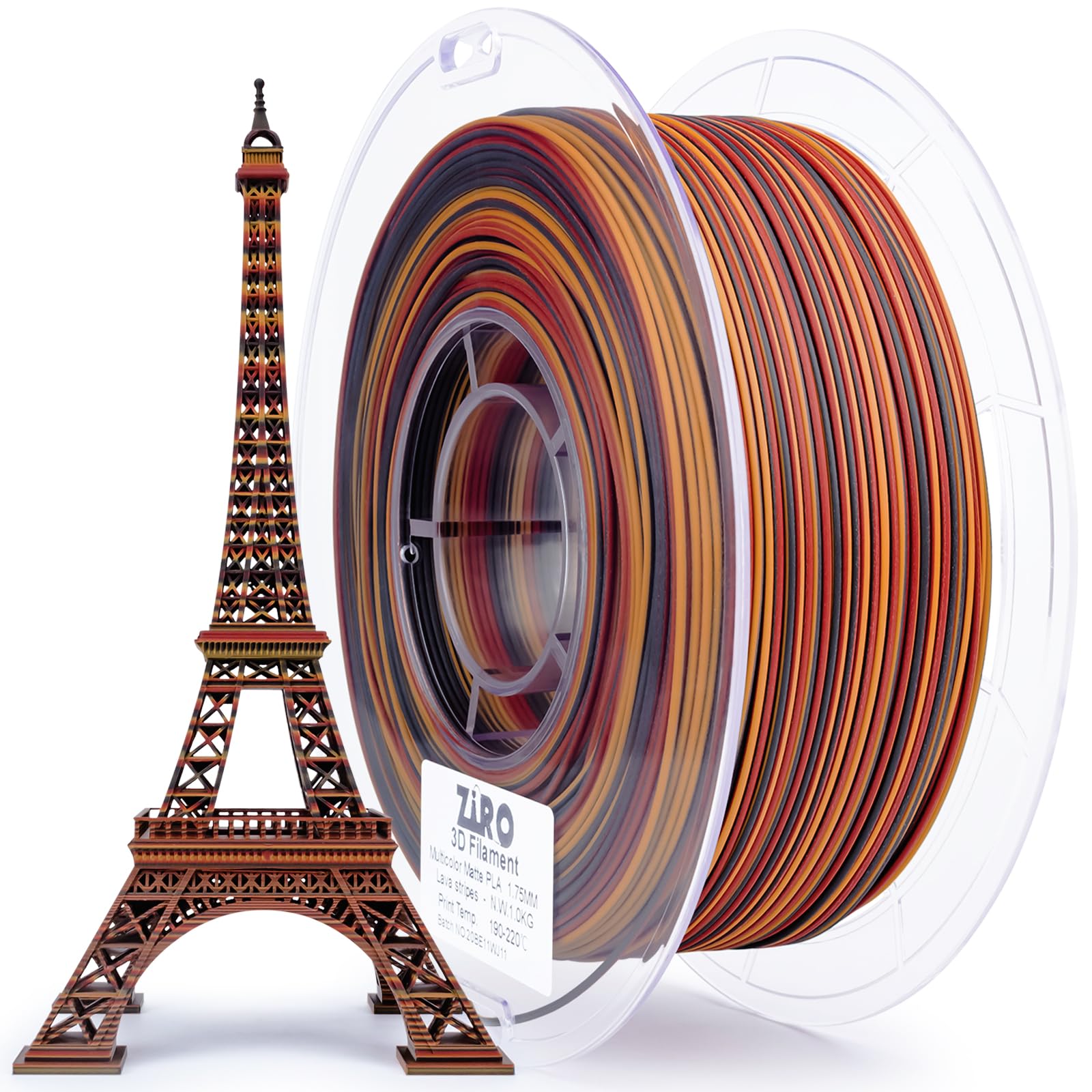 ZIRO Matte PLA Filament, Magic Dynamic Color Changing Filament 1.75mm, Fast Color Change Matte PLA Stripes Series, Fit Most FDM