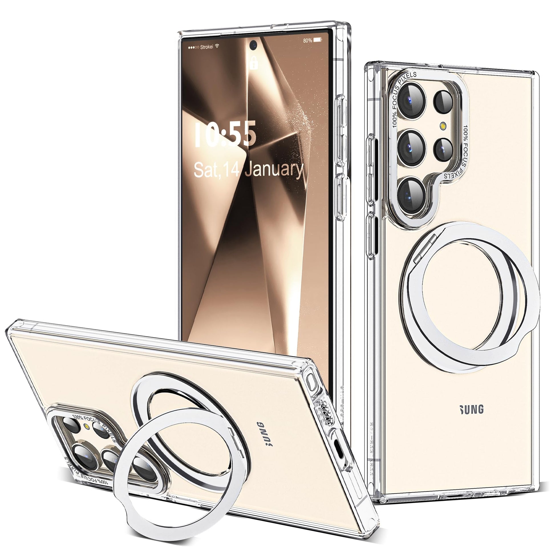 Zalinbo Compatible with Samsung Galaxy S24 Ultra Case with 360Rotatable Magnetic Ring Stand Compatible with Mag-Safe Military Pr