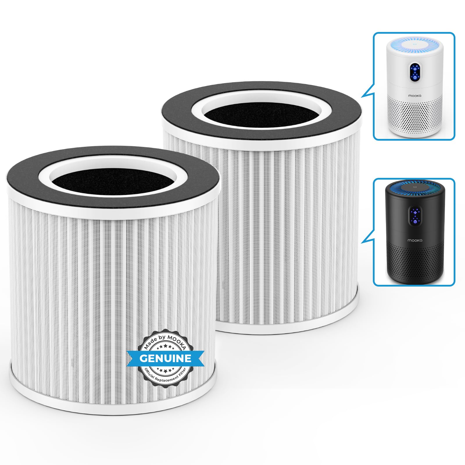 MOOKA Official Certified Replacement HEPA Filter for B-D02L/B-D02 Air Purifier (2-PACK)