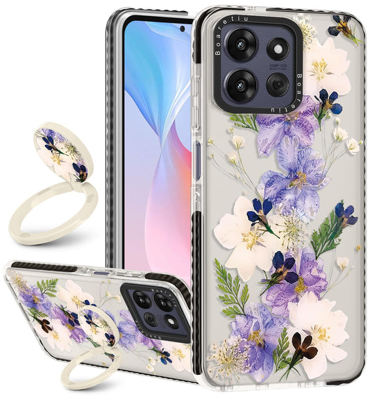 Boaretiu for Motorola Moto G Power/Play 2025 Case - with Stand Cute Kawaii Fashion 360 Rotate Ring Holder Kickstand Horse for Wo