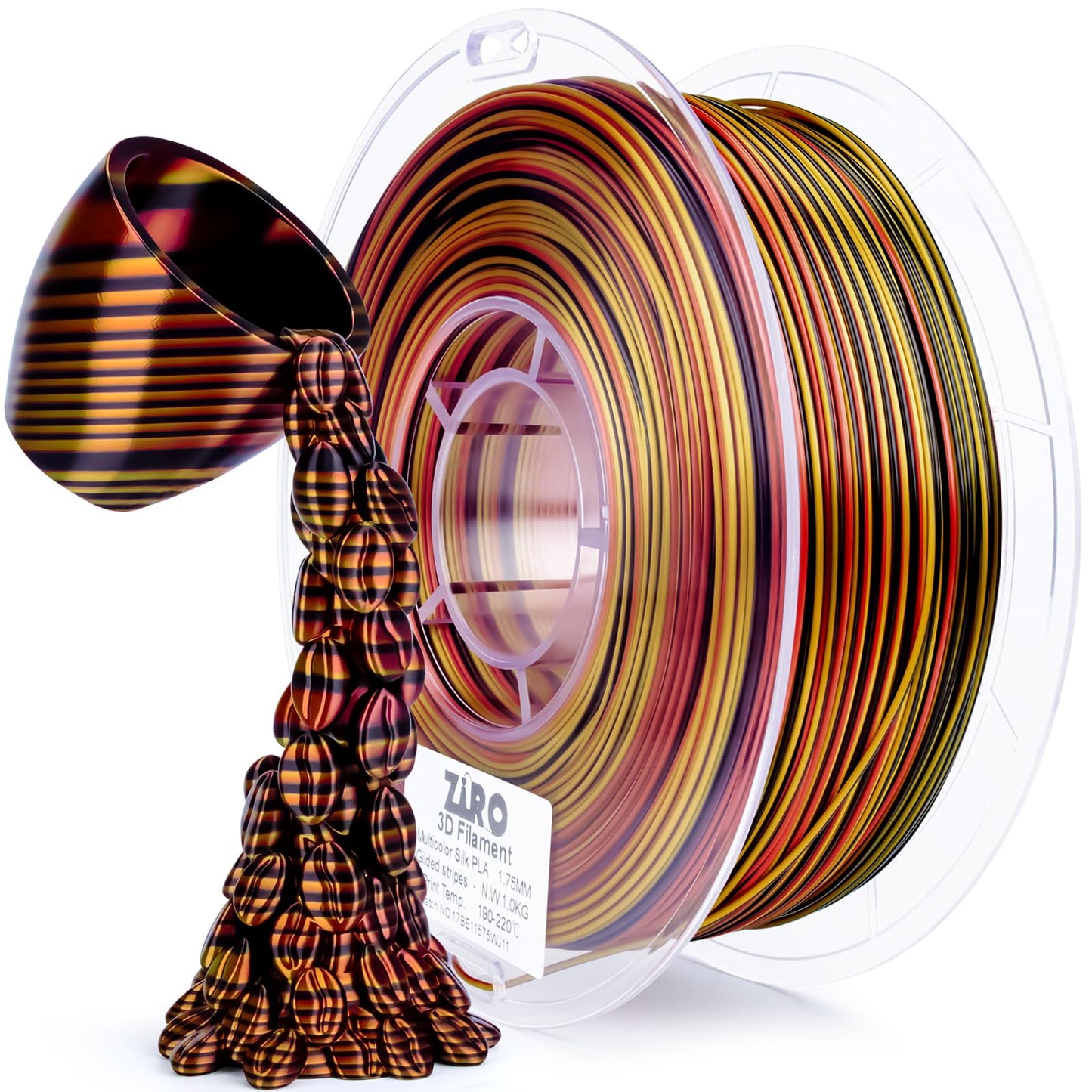 ZIRO Glossy PLA Filament, Rapid Dynamic Color Change Filament 1.75mm, Fast Color Change Silk PLA Stripes Series, Fit Most FDM 3D