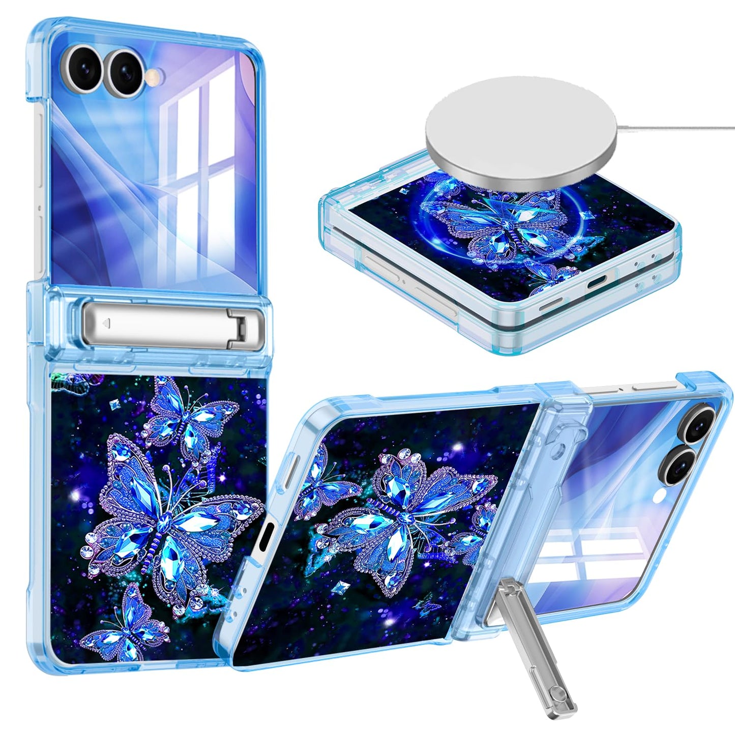 Hekodonk for Galaxy Z Flip 7 Case,[Compatible with MagSafe][Glow in The Dark][Front Screen Protector][Stand][Hinge Protection],S