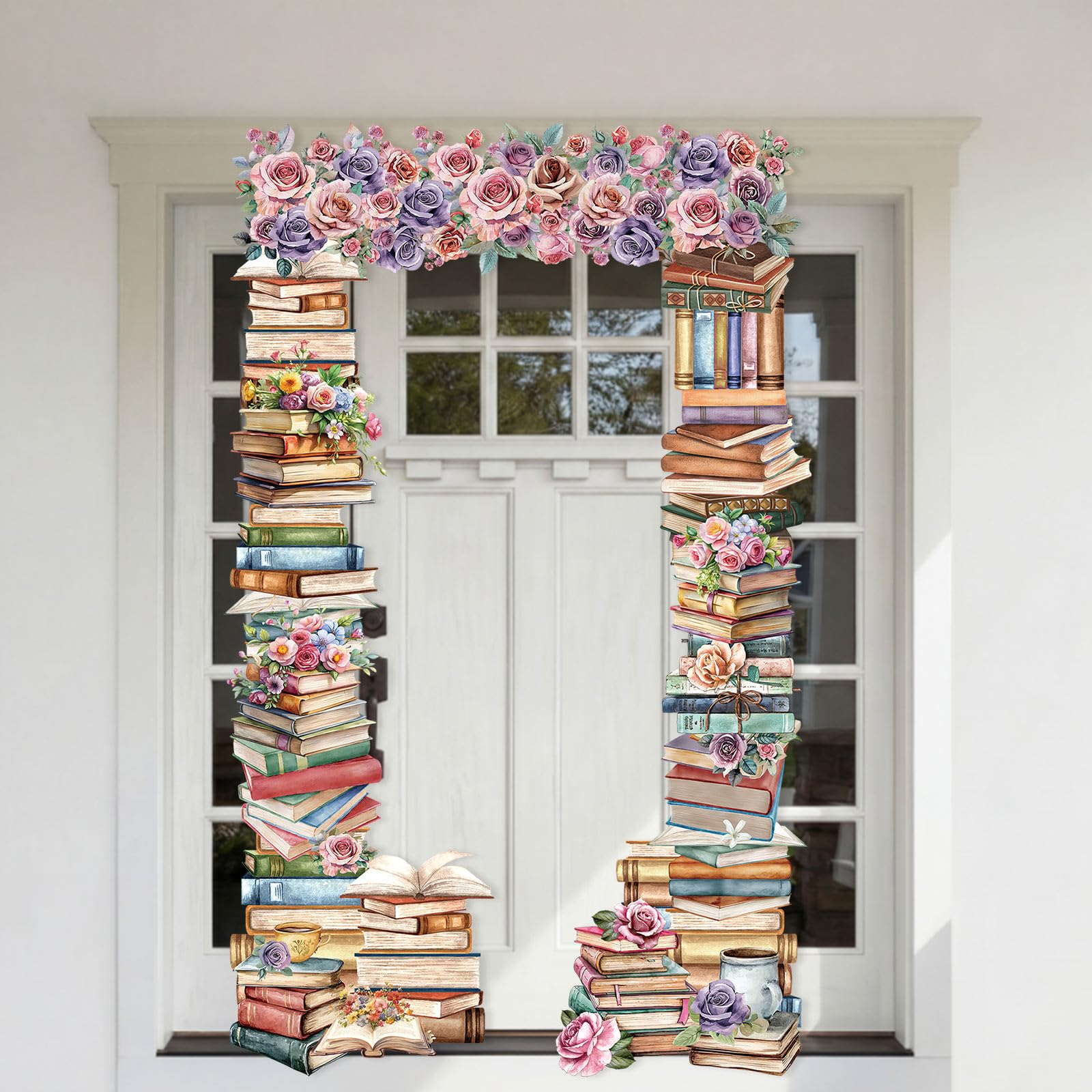 Mindsoft Book Themed Party Porch Banner Reading Themed Door Hanging Decoration Book Club Photo Banner Props Background for Birth