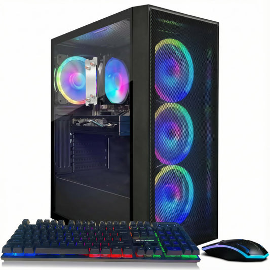 STGAubron Gaming PC Computer Desktop, AMD Ryzen 7 5700G up to 4.6G, GeForce RTX 3050 6G, 16G DDR4, 1T SSD, WiFi 6, BT 5.2, RGB F