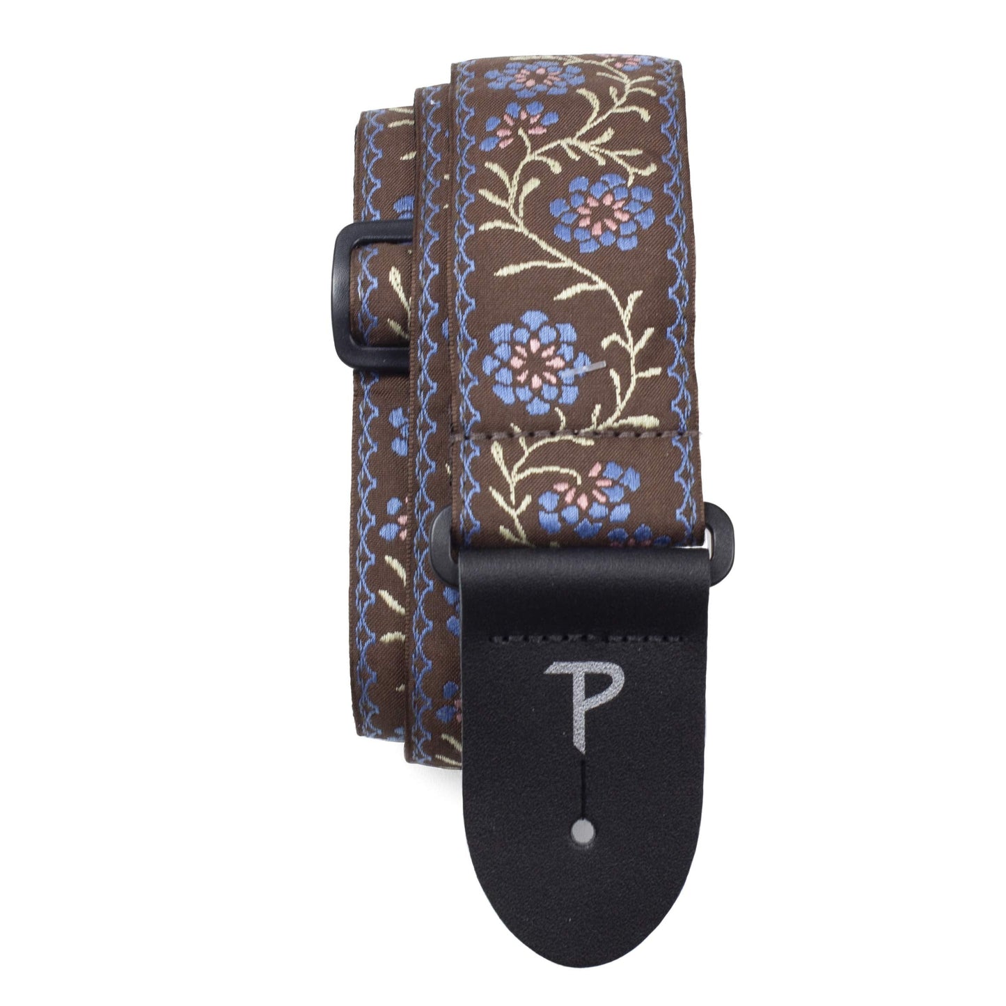 Perris Leathers Ltd. - Guitar Strap - Nylon - Jacquard - Floral - Brown/Blue - Adjustable - for Acoustic/Bass/Electric Guitars -