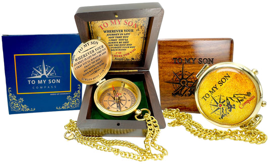 to My Son - Never Forget That I Love You, Brass Compass, Gift for Son from Mom and Dad, Graduation, Baptism, Confirmation, Commu