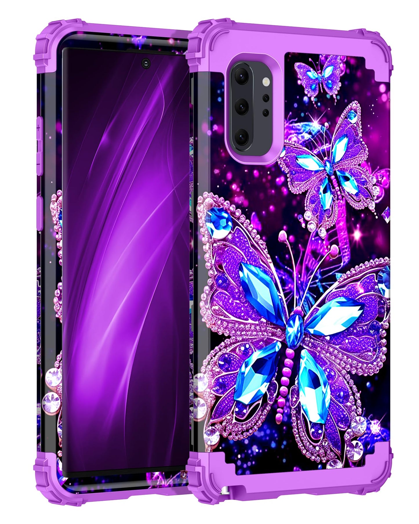 Miqala Compatible with Galaxy Note 10 Plus Case,Glow in The Dark Three Layer Heavy Duty Shockproof Protection Hard Plastic Bumpe