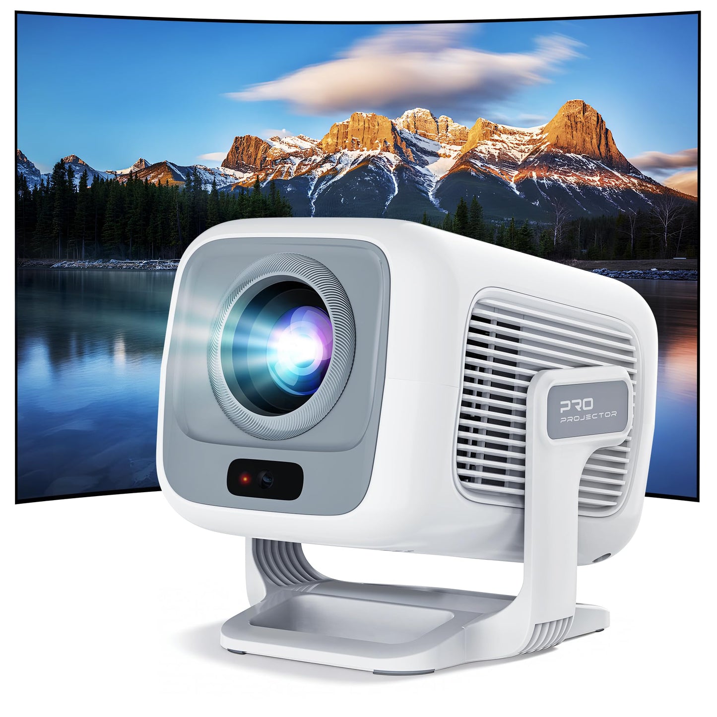 Native 1080P Smart Mini Projector with WiFi 6 Bluetooth 5.4, Full HD 4K Support Auto Focus&Keystone,Built-in Apps Android TV OS,