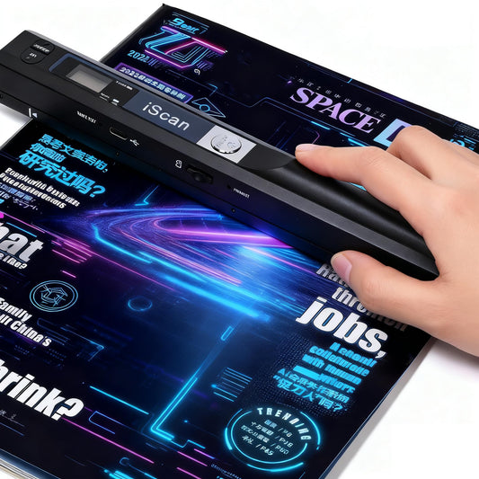 A4 Document Scanner, Portable Card Photo Scanner with 16GB Memory Card, Mini Handheld Receipt Scanners, USB Connection for Compu