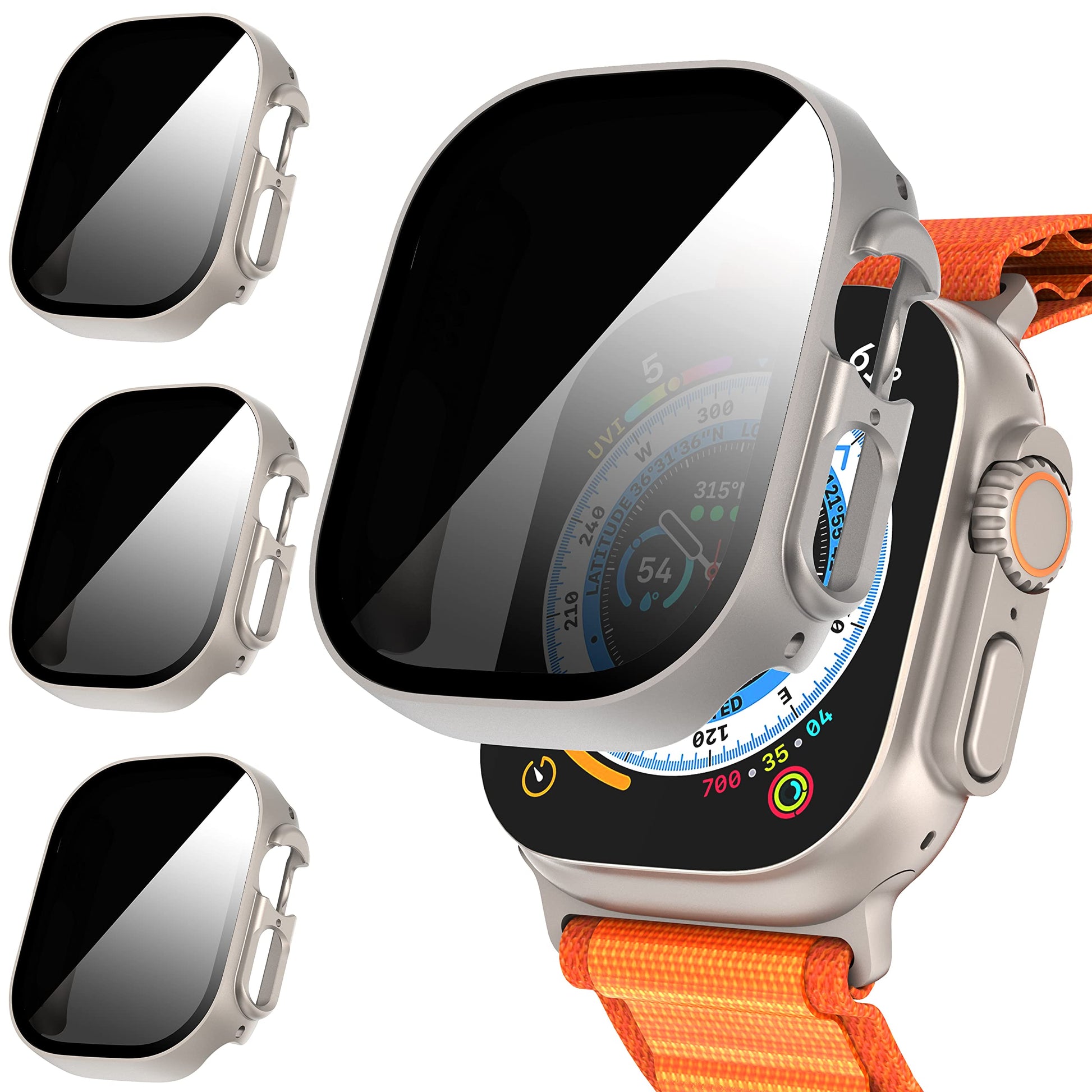 Suoman 3-Pack for Apple Watch Ultra 3/2/1 49mm Privacy Screen Protector Case, [Anti-Peeping] Ultra-Thin Tempered Glass Case Cove