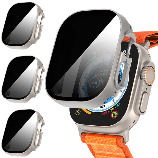 Suoman 3-Pack for Apple Watch Ultra 3/2/1 49mm Privacy Screen Protector Case, [Anti-Peeping] Ultra-Thin Tempered Glass Case Cove