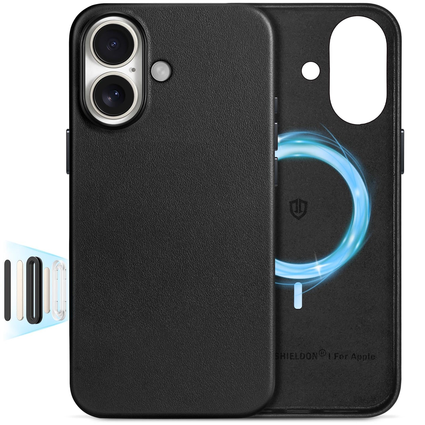 SHIELDON Genuine Leather Case for iPhone 16 6.1, [Camera Button Updated], Compatible with MagSafe, Magnetic Wireless Charging/An