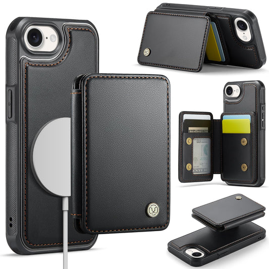 Usroom Compatible with Magsafe for iPhone 16E Wallet Case Magnetic Card Holder, RFID Blocking 2 in 1 Detachable Kickstand Shockp