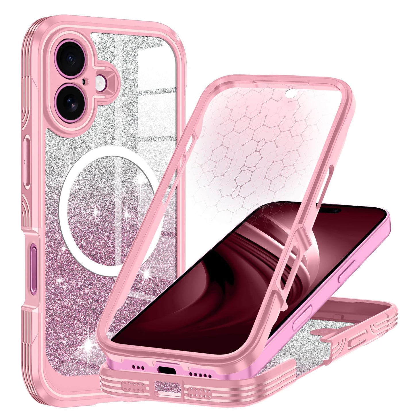 Hekodonk for iPhone 17 Case,Compatible with Magsafe [Built-in Tempered Glass Screen Protector & Camera Lens Protection] Full Bod