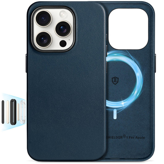 SHIELDON Case for iPhone 16 Pro 6.3, [Camera Button Updated], Compatible with MagSafe, Genuine Leather Magnetic Wireless Chargin