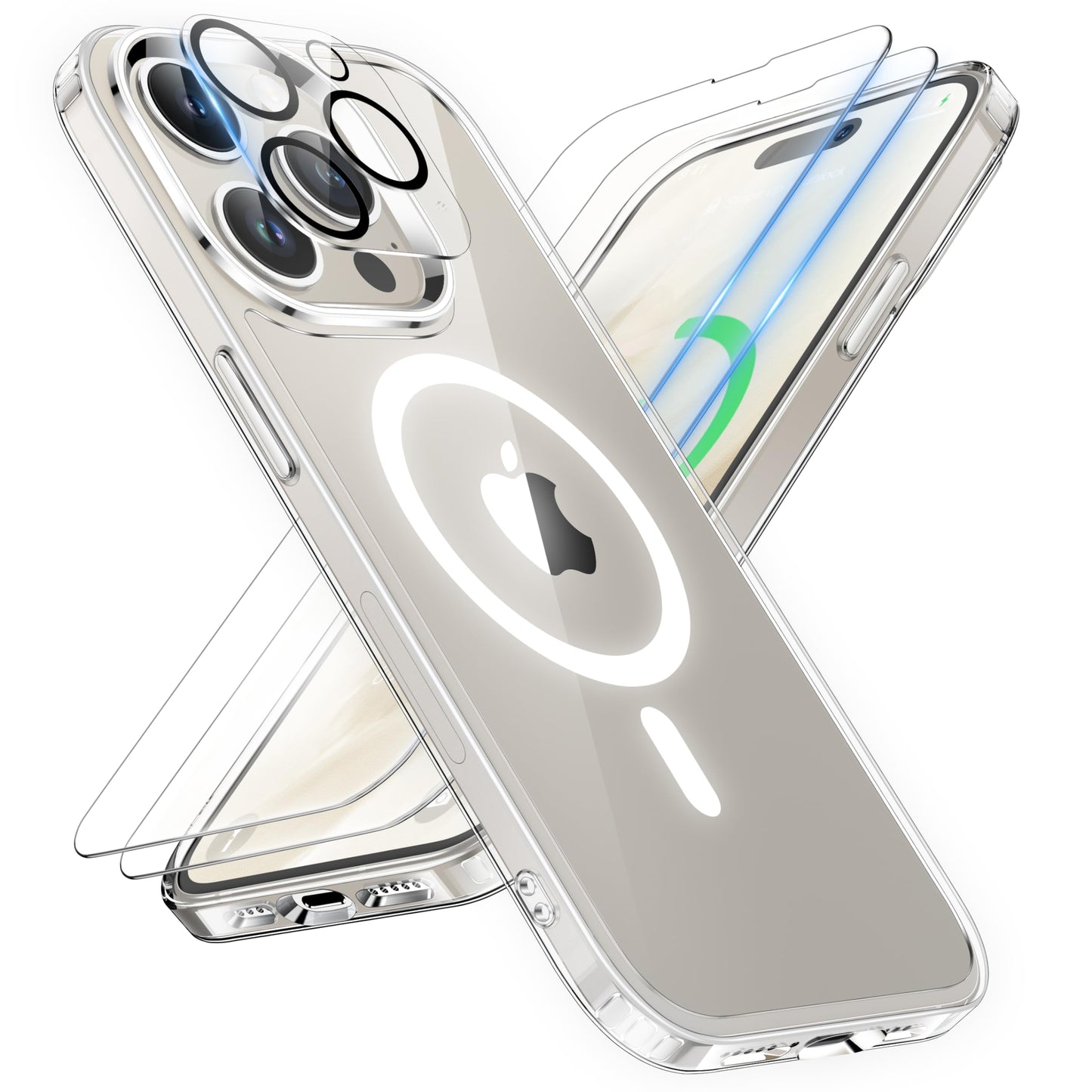 ORETECH Magnetic for iPhone 15 Pro Max Case, [Compatible with MagSafe] [2 Pcs Screen Protectors] [15 FT Drop Protection] Transpa