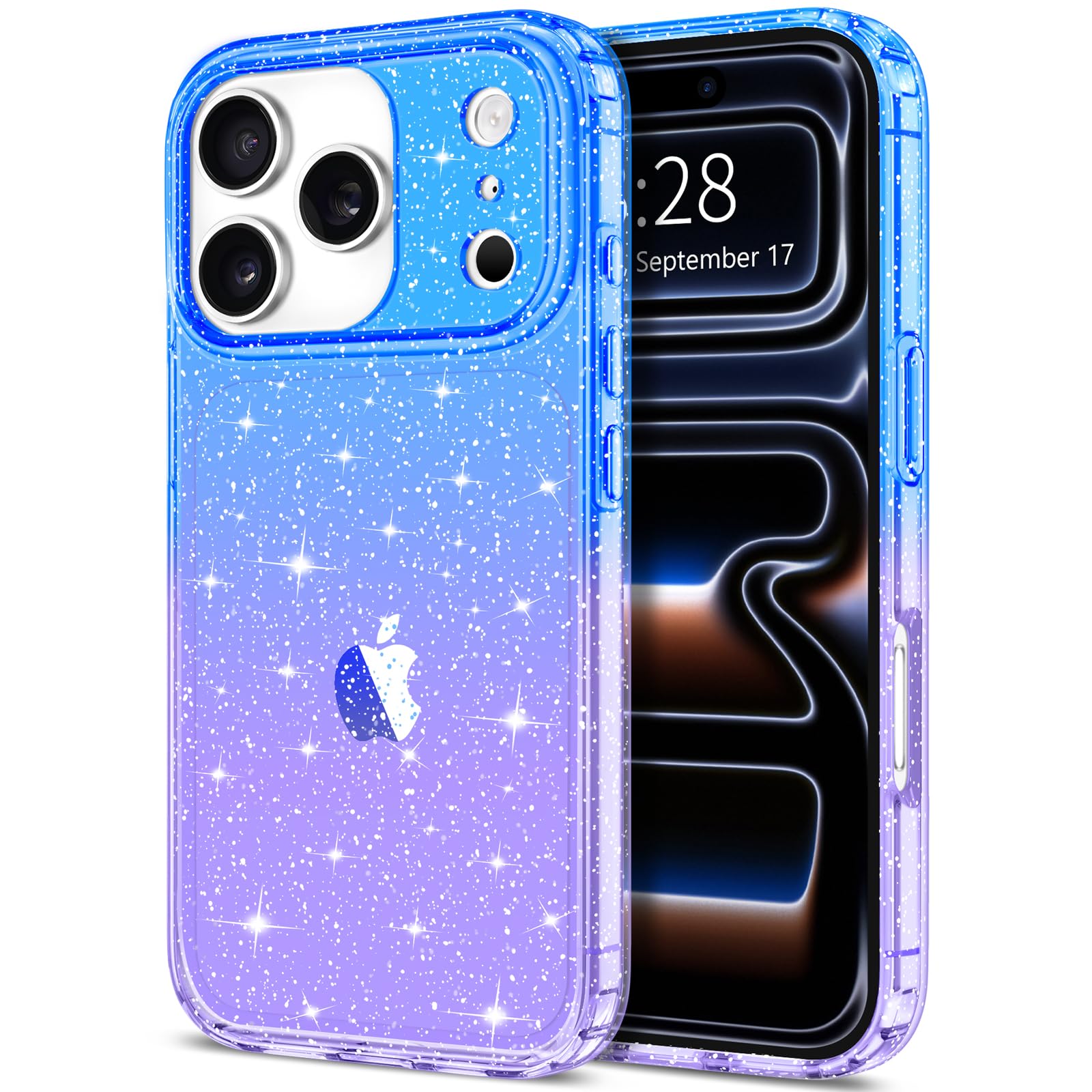 Hython for iPhone 17 Pro Case Glitter, Clear Glitter Sparkly Shiny Bling Sparkle Cute Cover, Anti-Scratch Soft TPU Slim Fit Shoc