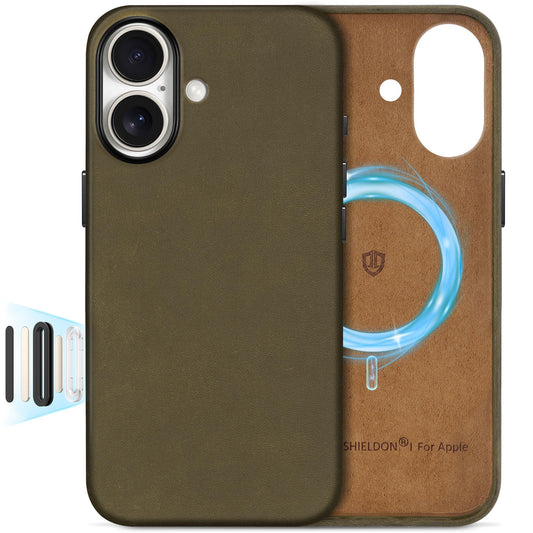SHIELDON Case for iPhone 17 6.3 Inch 2025 | Top Grain Crazy Horse Leather, [Camera Button Updated], Compatible with Magsafe, Mag