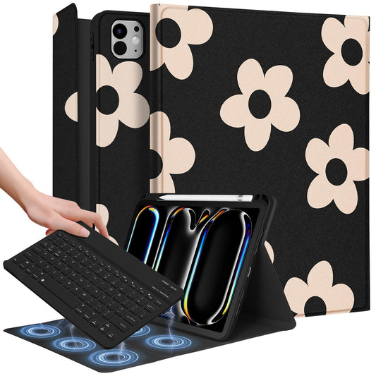 Wazzasoft for iPad Pro 11 inch Case with Keyboard M4 - Pencil Holder Folio Women Girls Cute Kawaii Unique Design for Apple Table